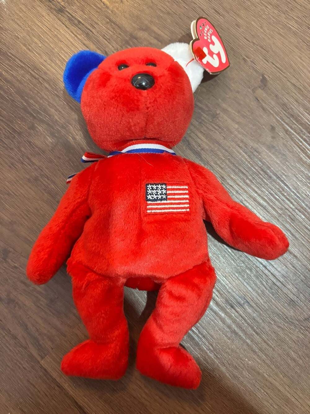 Ty Beanie Baby America Red Bear Plush Stuffed Animal